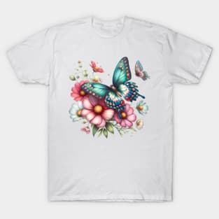 A butterfly decorated with beautiful colorful flowers. T-Shirt